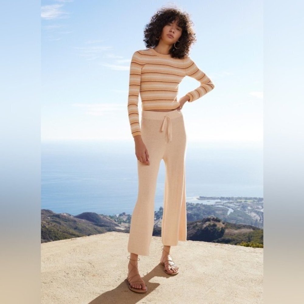 NEW Alc martell high waist crop knit flare pants desert rose